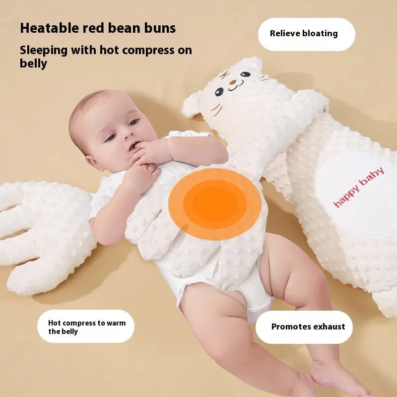 Infant exhaust pillow with remote control, plush cartoon design for baby sleep