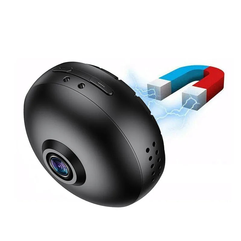 1080p wireless WiFi security camera in ABS plastic housing with USB cable