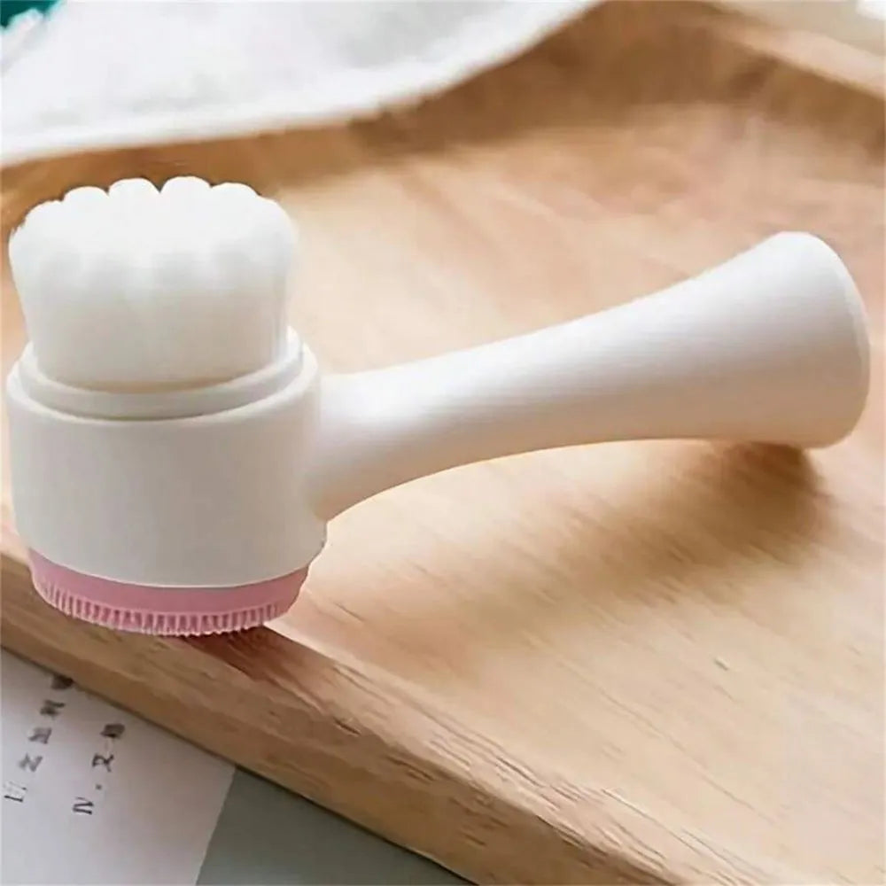 Blue and pink pet paw brush with nylon bristles for dog and cat grooming, measuring 13.5cm long