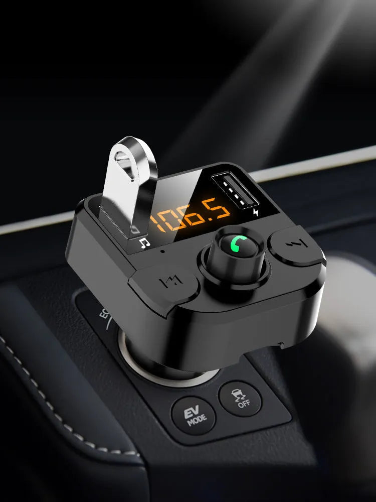 BT36B Black Car Bluetooth MP3 Player with cigarette lighter plug and small display