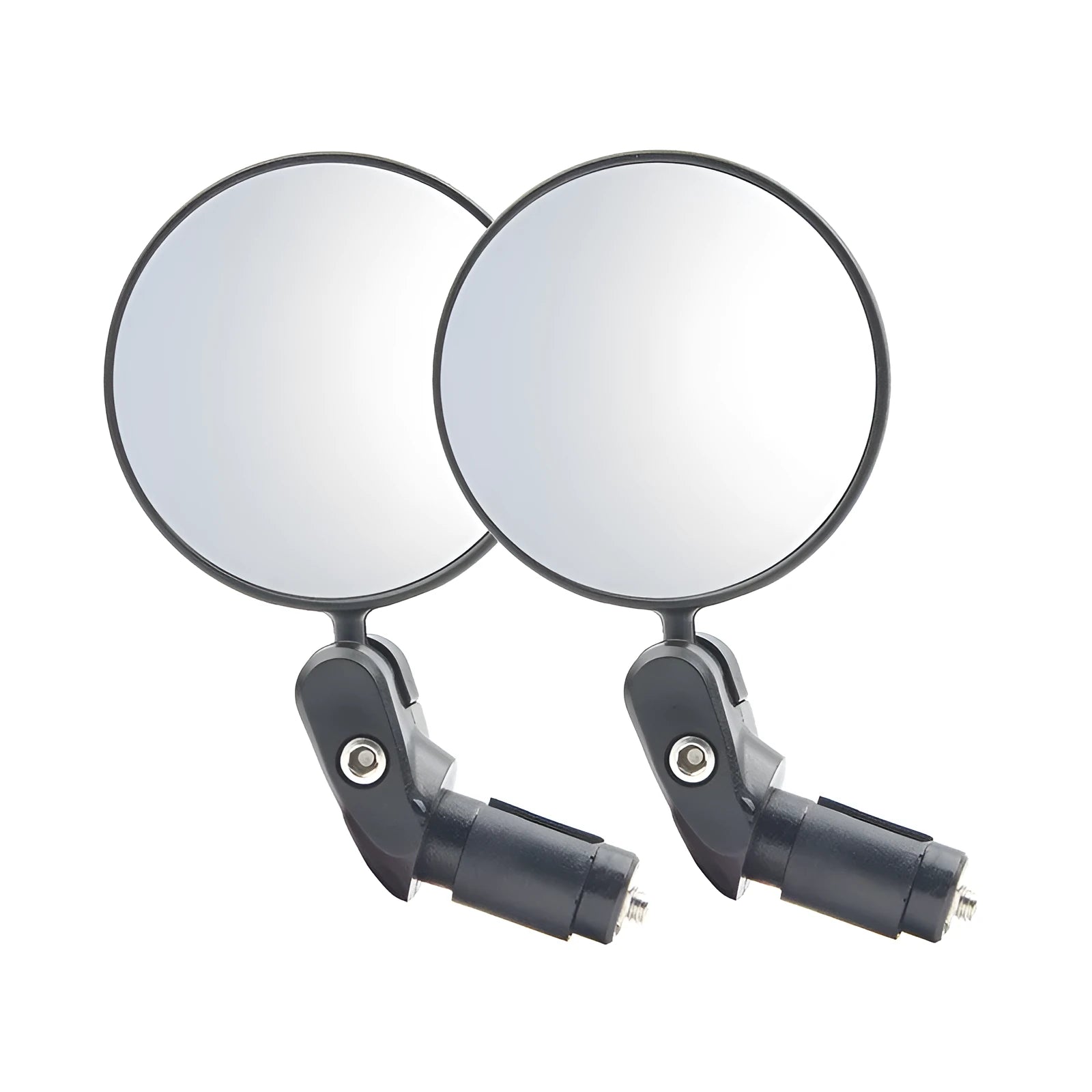 Black foldable convex rearview mirror with 7cm diameter on a 14cm arm.