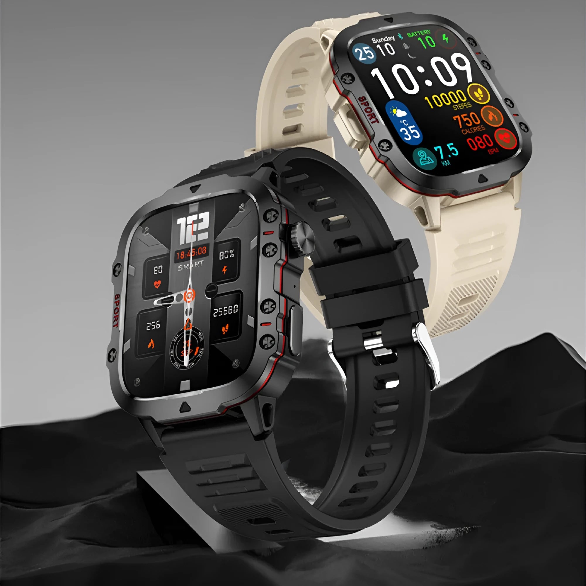 QX11 smart Bluetooth watch displaying heart rate on TFT screen with black silicone strap