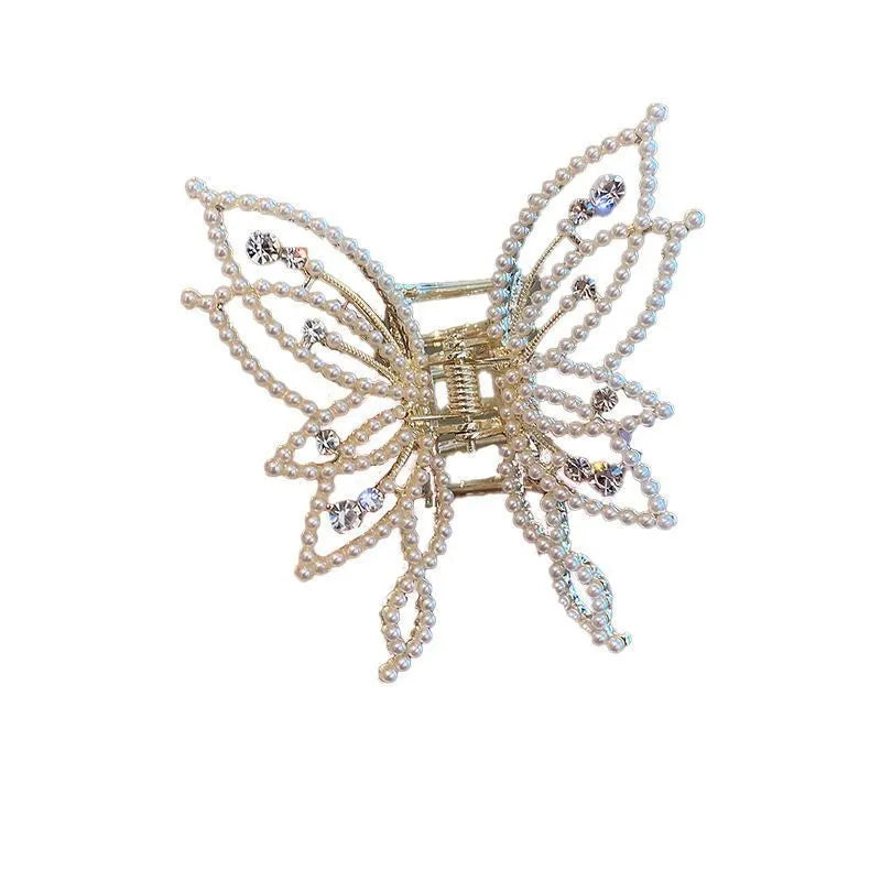 Butterfly hair barrette with alloy metal construction and electroplated finish