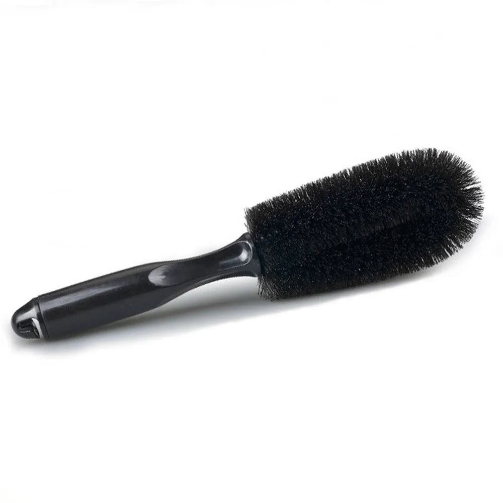 27cm car wheel brush with PP handle and dense bristles for hub cleaning, available in black or grey
