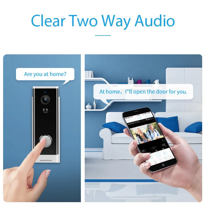White wall-mounted wireless security camera with 1080p resolution for mobile phone remote monitoring