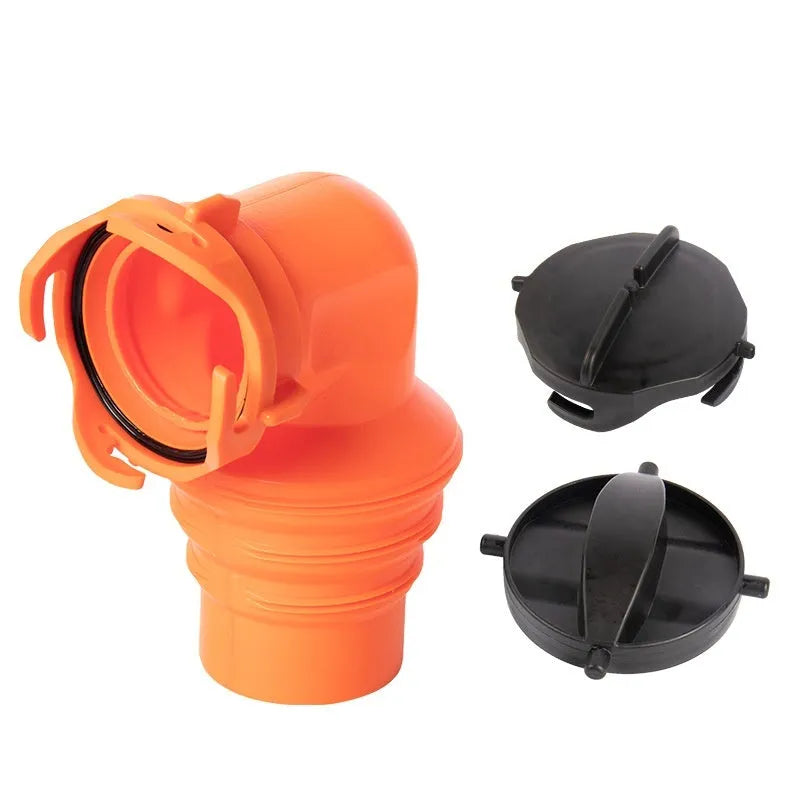 90 degree sewage hose with rotary elbow joint in PP or TPE material showing connector options