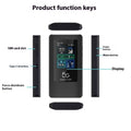 Black portable 5G WiFi router with LCD display showing connection status and USB Type-C port