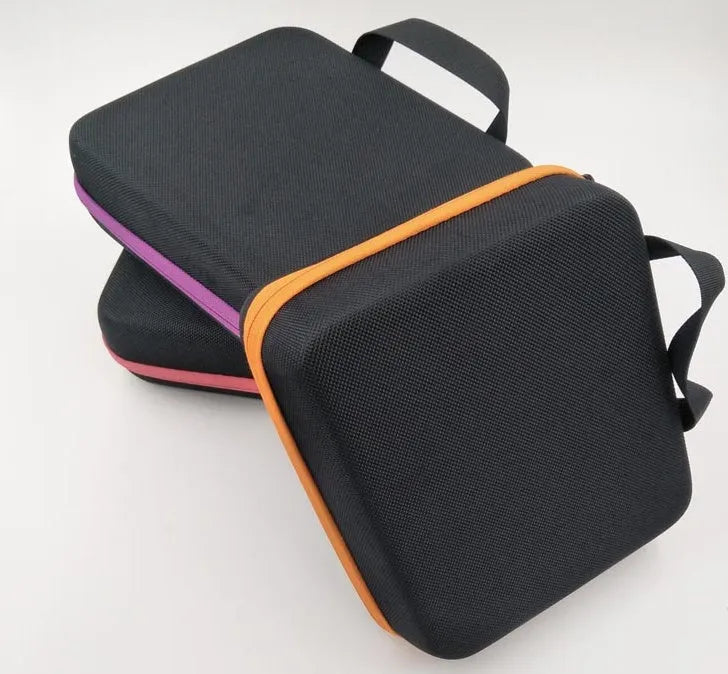 EVA cosmetic storage bag with 30 compartments for 15ml essential oil bottles, wall-mounted cube organiser.