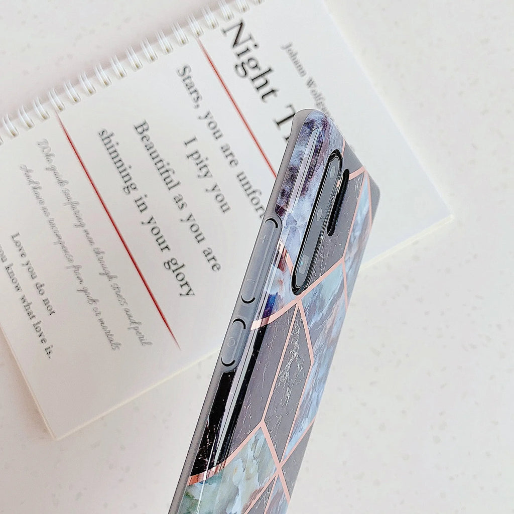 Electroplated marble mobile phone case for Huawei and Samsung smartphones