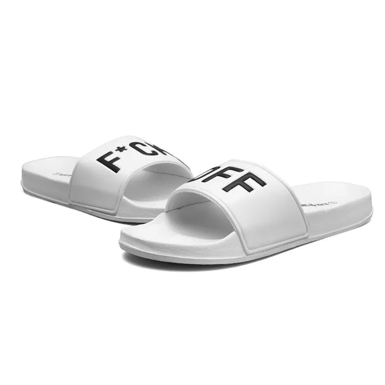 Men's large size open-toe slippers with rubber sole in black and white colour options