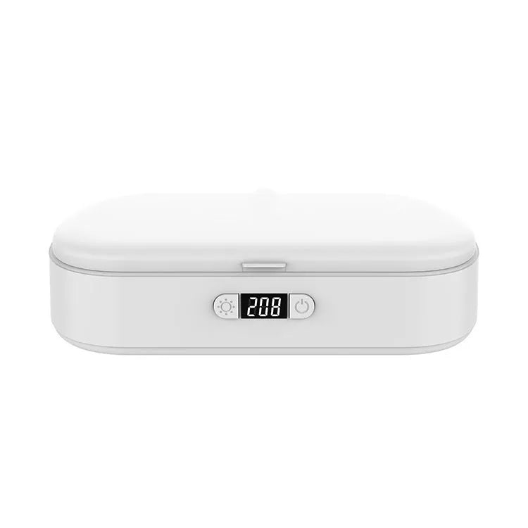 White ultraviolet wireless disinfection box with charging function for mobile phones and personal items