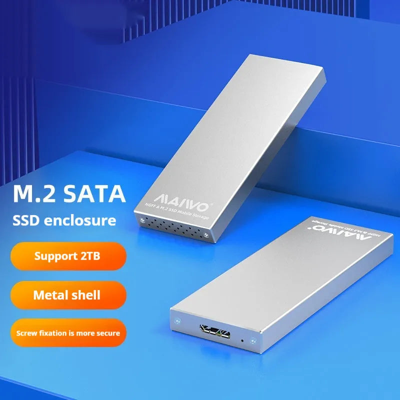USB 3.0 M.2 NGFF SSD enclosure aluminium alloy black side view with USB cable