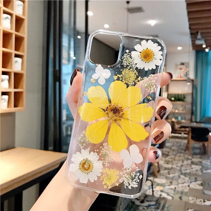 Floral TPU phone case with large pink flower design for iPhone smartphone protection