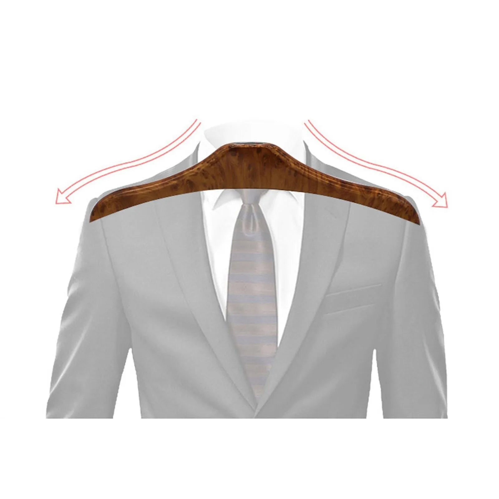 Wood yellow stainless steel car clothes hanger with detachable hook on white background.