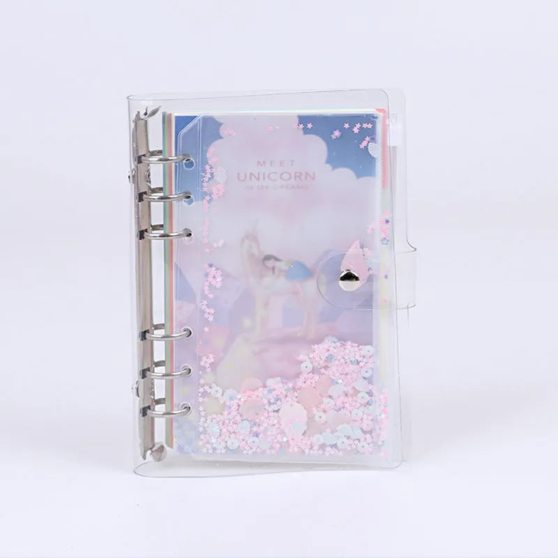 Metal binder shell notebook with PVC cover in Alice Castle design, showing loose leaf Daolin paper and pull side bag.
