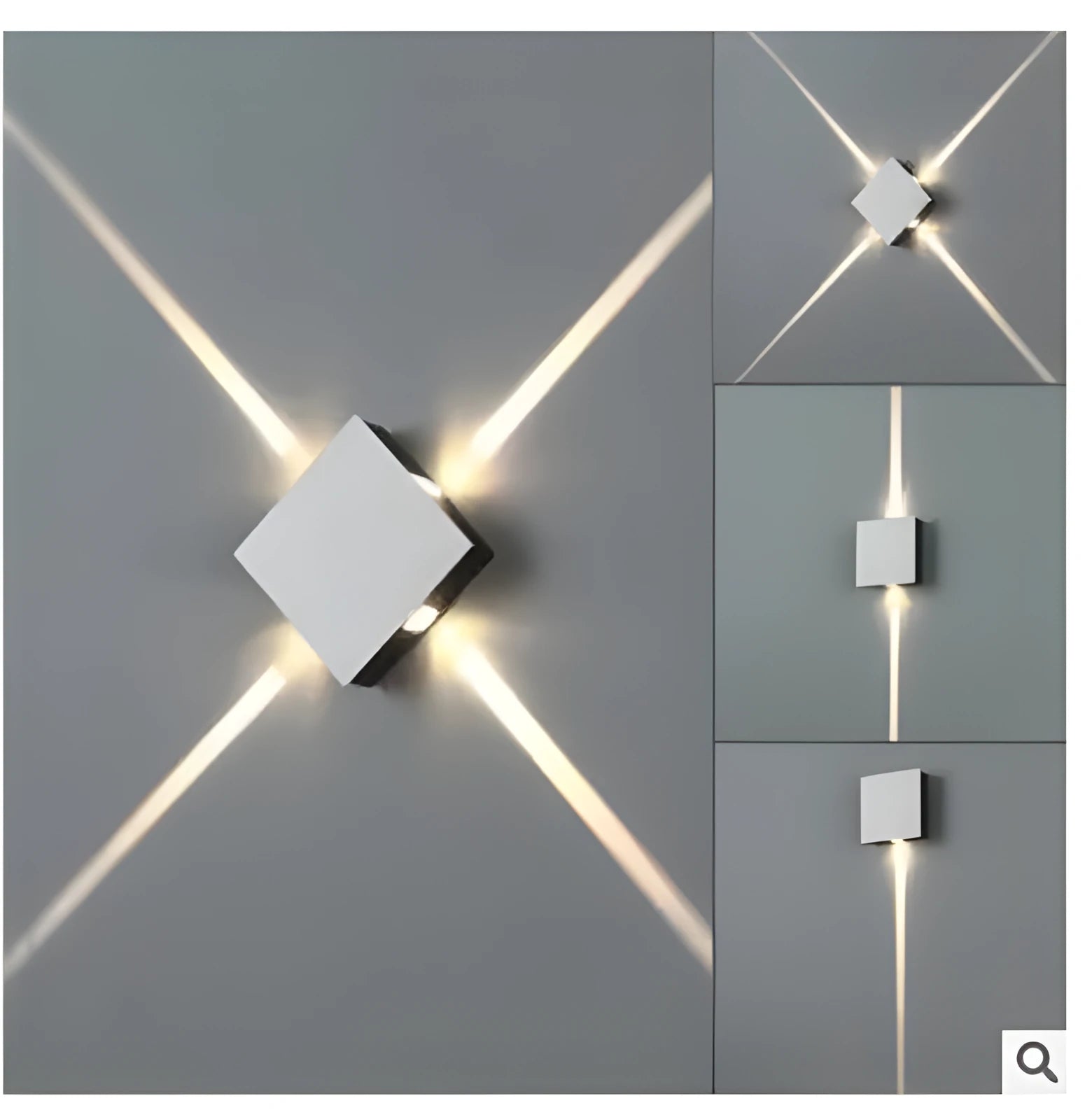 Modern square and round aluminium LED wall lights with iron lampshades in warm white or white light