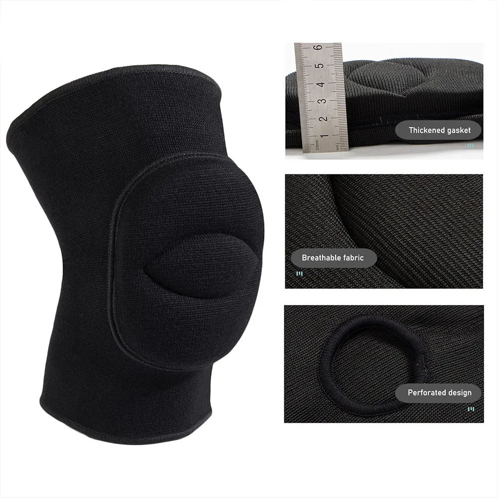 Black thickened nylon knee pad for yoga sports running and ball playing joint support