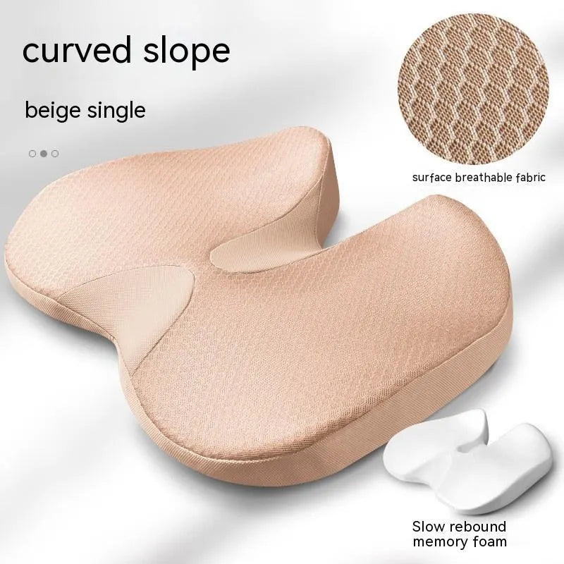 Curved bevel design seat cushion for tailbone and anal support in neutral colour options
