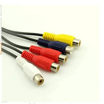 Black 0.3m AV cable with 3.5mm and 2.5mm plugs to 5RCA tinned copper wire