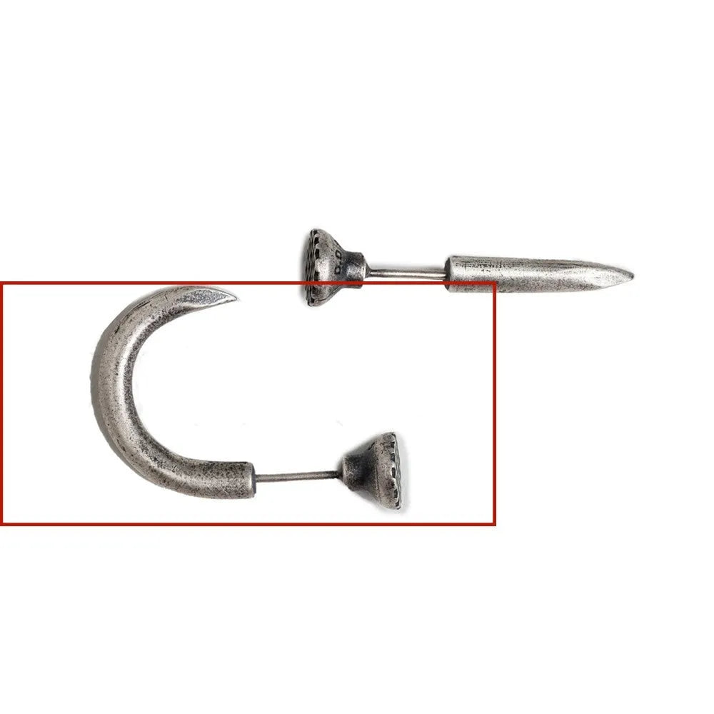 S925 sterling silver punk nail stud earrings showing straight and curved nail designs