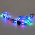 LED luminous pet collar and nylon tow rope set in black with USB charging cable, adjustable 35-55cm collar