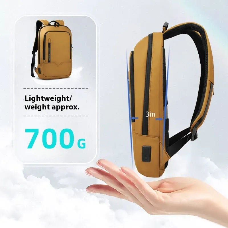Men's lightweight polyester laptop backpack with USB charging port in multiple colour options