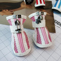 VIP brand blue cloth dog boots with zipper closure and non-slip sole for small dogs.