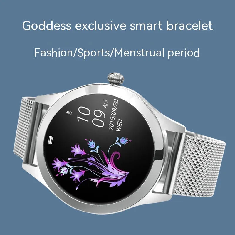 Women's sports smartwatch with heart rate monitoring in black, rose gold, silver or white colours