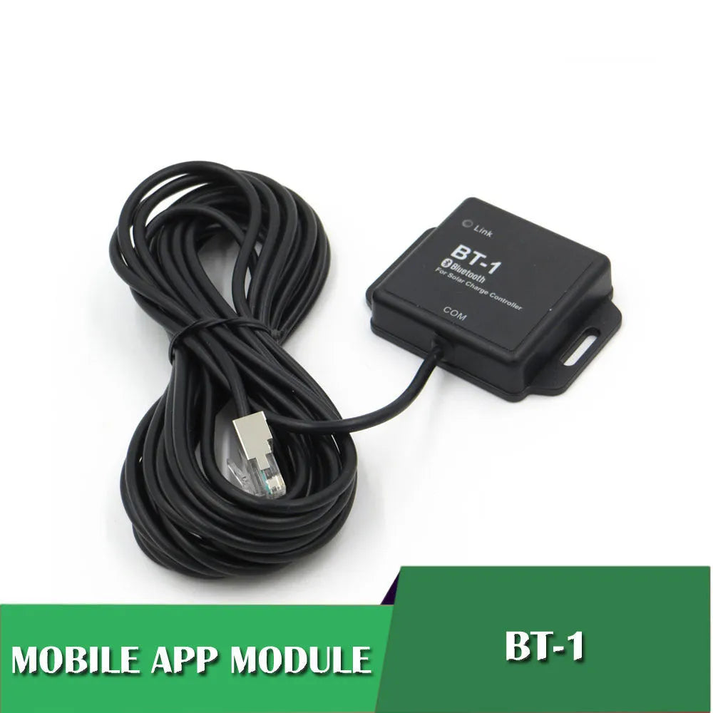 BT-1 solar panel charge controller unit with separate Bluetooth module for 12V 24V systems