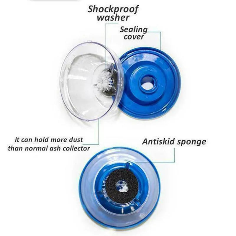 Blue plastic electric hammer dust cover accessory for drilling debris collection.