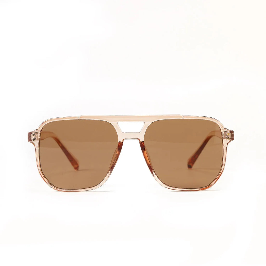 Women's square double beam fashion sunglasses in a choice of six colours with UV400 protection.