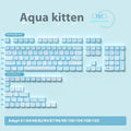Watercolour cat design PBT keycap set for mechanical keyboards, showing 138 or 158 keys with opaque legends.