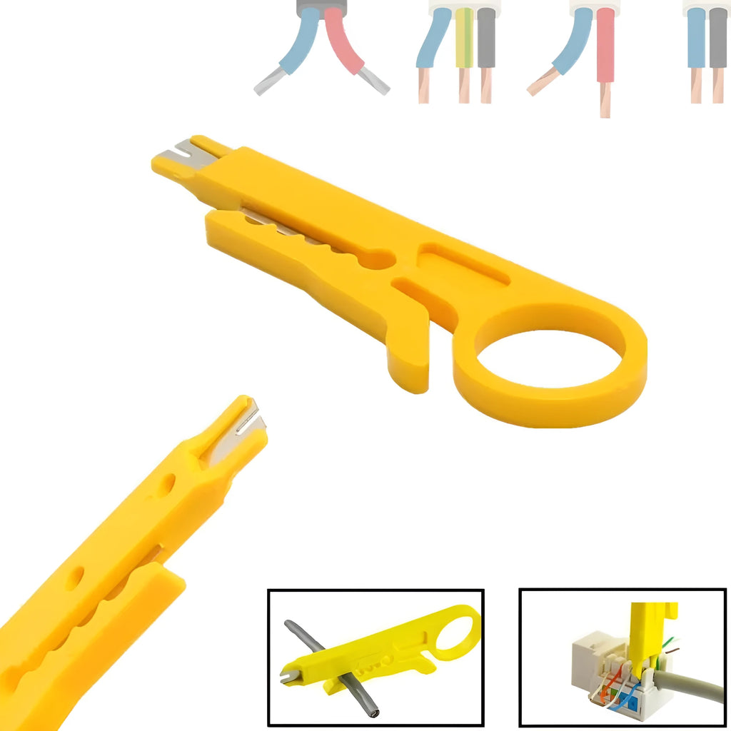 Yellow mini portable wire stripper tool for 0.6mm network and telephone cables