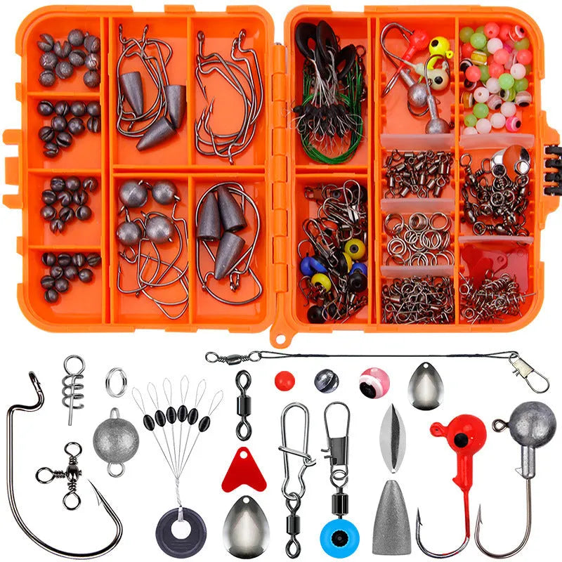 Weihe 257 piece fishing lure accessories kit in ABS plastic storage box for Texas, sea and rock fishing