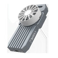 Silver aluminium USB4 external hard drive enclosure for NVMe M2 SSDs
