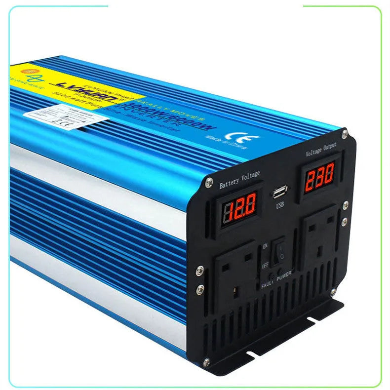 Blue 3000W 6000W pure sine wave power inverter with digital display and remote control
