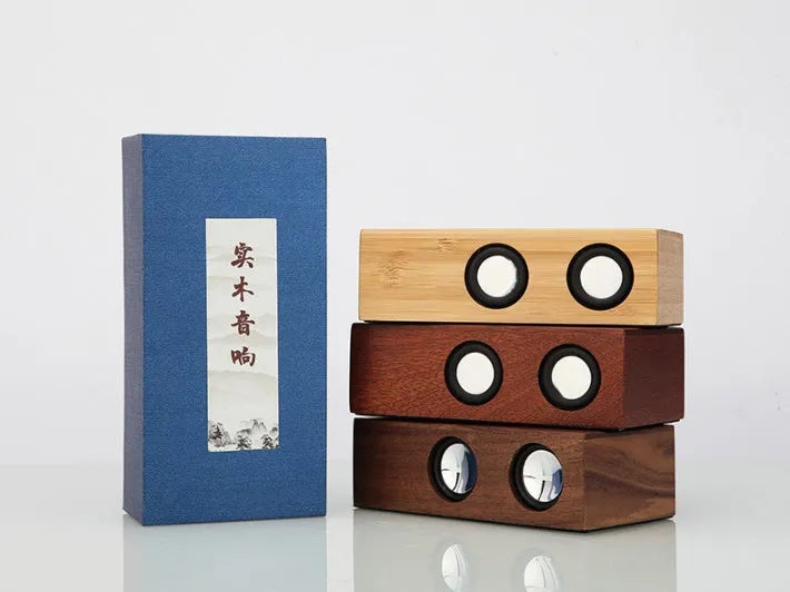 Retro wooden Bluetooth speaker in bamboo, black walnut, or sapele wood finishes