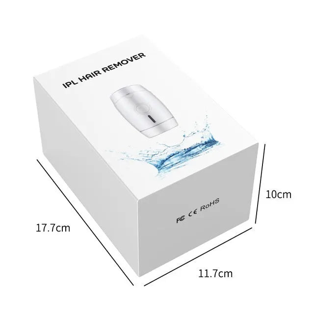 White home laser hair removal instrument with five energy adjustment buttons and compact handheld design