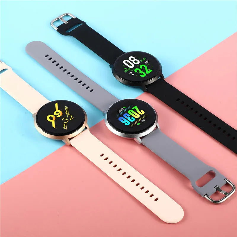Ultra-thin waterproof smart health bracelet with 1.3-inch touchscreen in black, gold, or silver colours