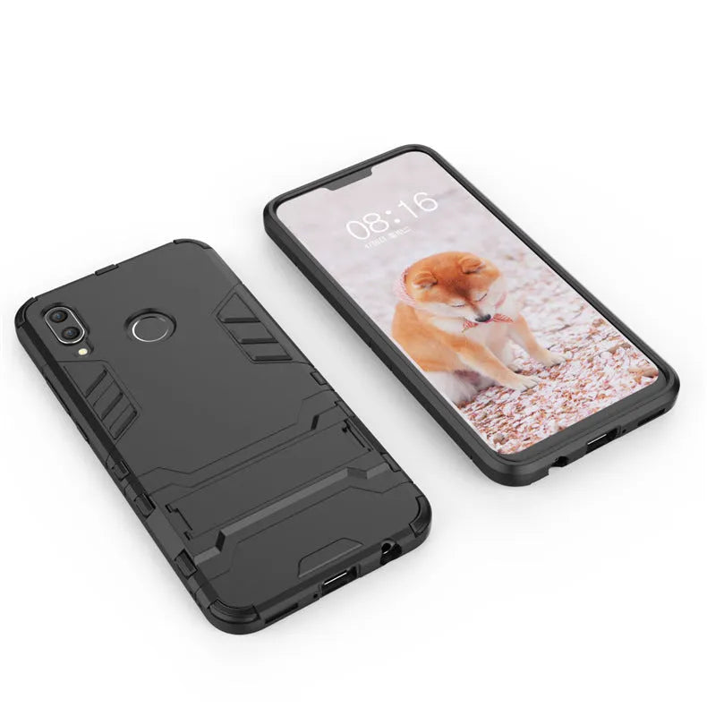 2-in-1 bracket phone case for Huawei P20 Pro in blue black with kickstand extended