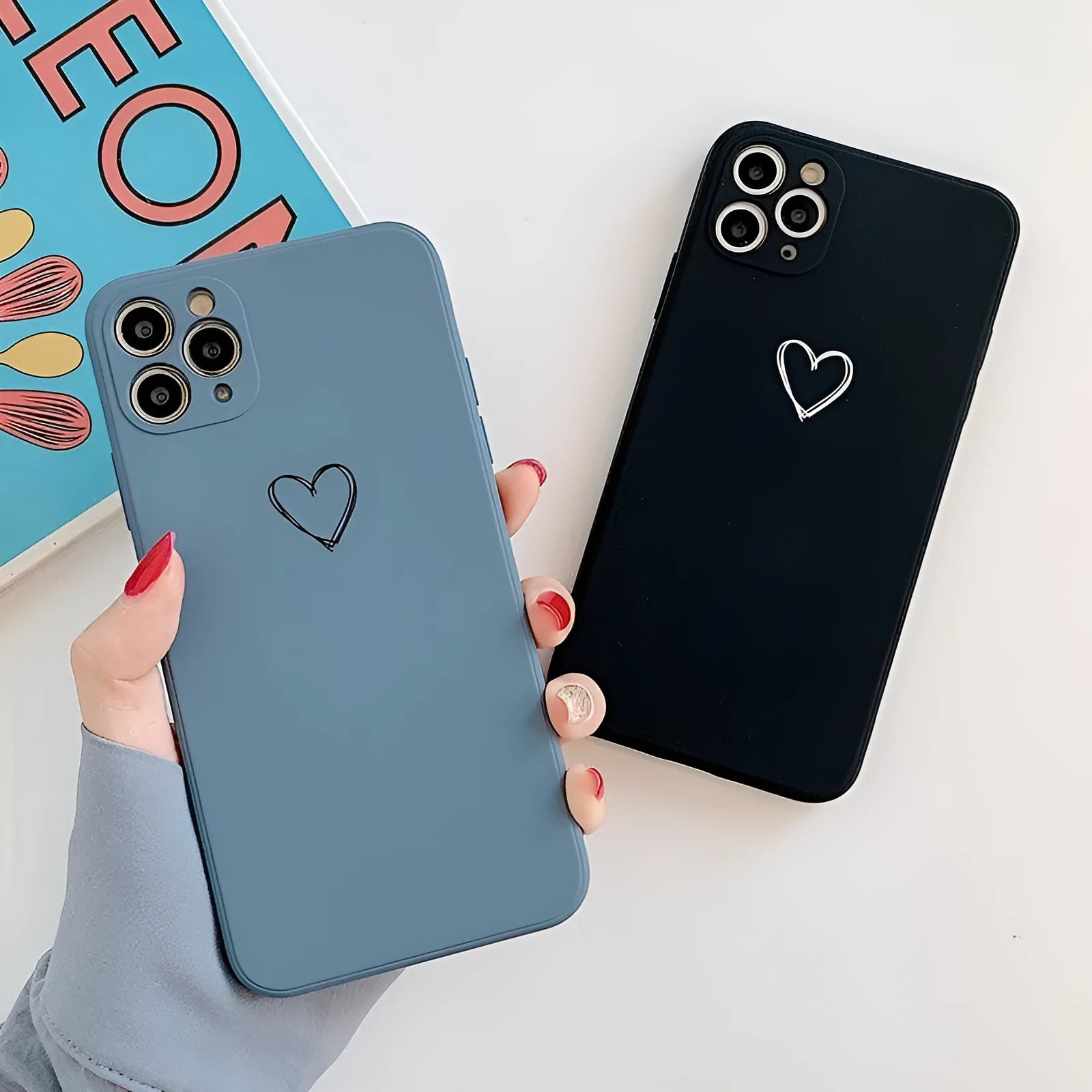Silicone TPU back cover case for Apple iPhone in solid colour options: black, green, grey, pink, purple, red, white, light green.