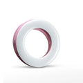 Black USB-rechargeable selfie ring light for mobile phone photography with adjustable brightness