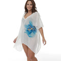 White plus size beach cover-up blouse loose fitting for swimming sun protection