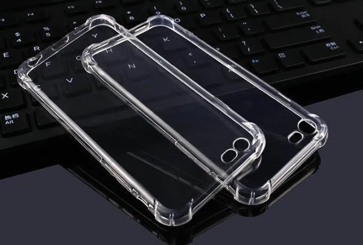 Transparent shockproof TPU phone case for iPhone on a table