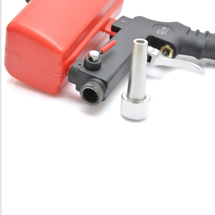 Portable black pneumatic sandblasting gun with a top-mounted hopper and a 6.5mm nozzle.
