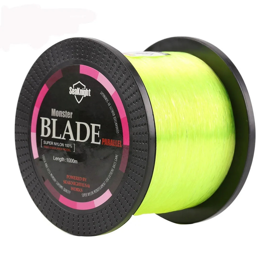Seaknight1000 fishing line spool in choice of colours, showing nylon main line for fishing reels.