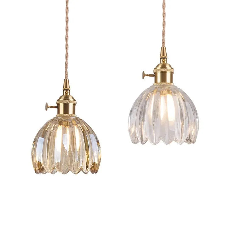 Vintage Nordic style glass flower chandelier with coloured glass shades for bedroom bedside lighting