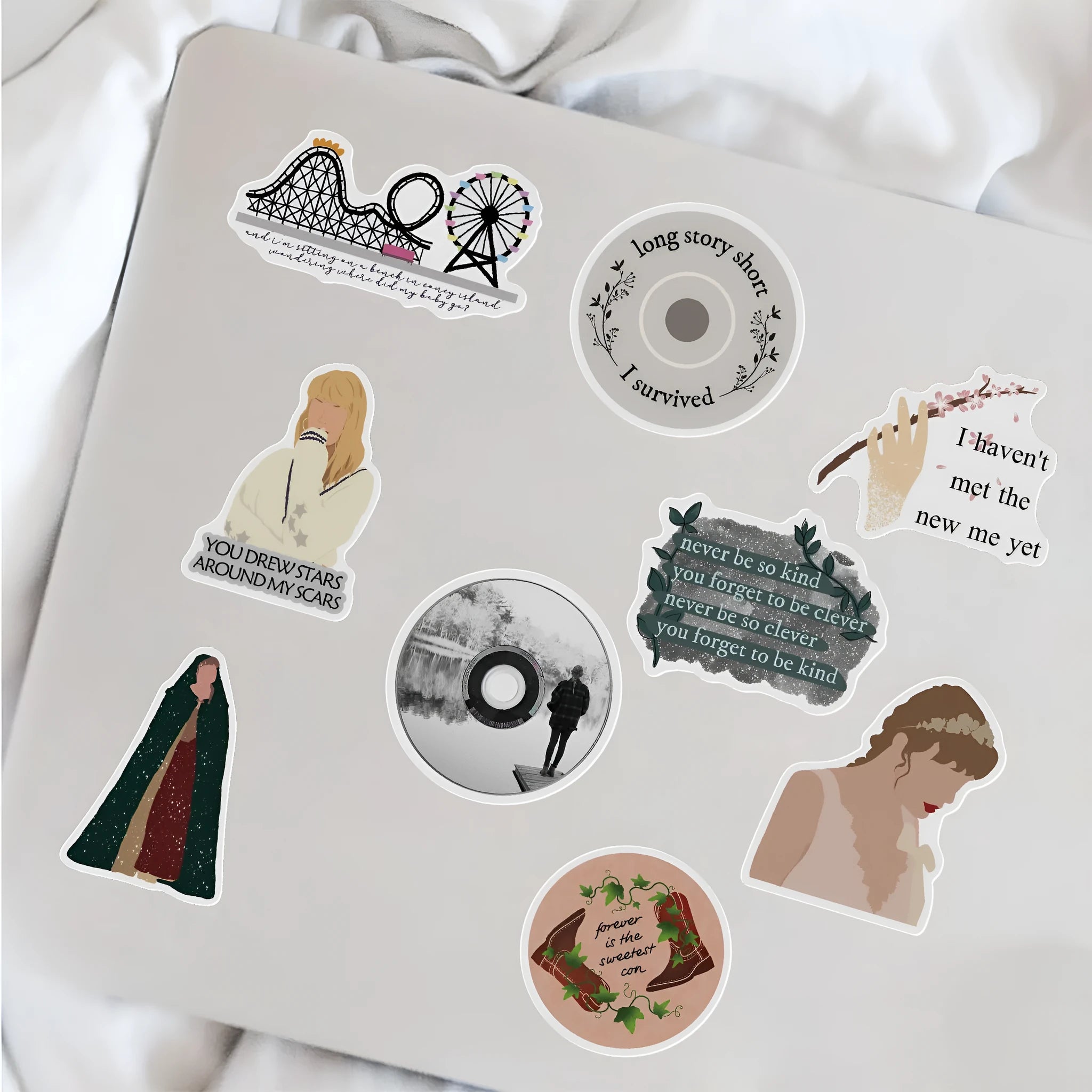 50-pack of waterproof cartoon and graffiti stickers for luggage and notebooks, each 4-6cm long.