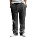 Men's straight-leg trousers with high waistband in polyester fabric for casual wear