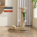 Solid wood cat climbing frame with a central rotating turntable scratching post